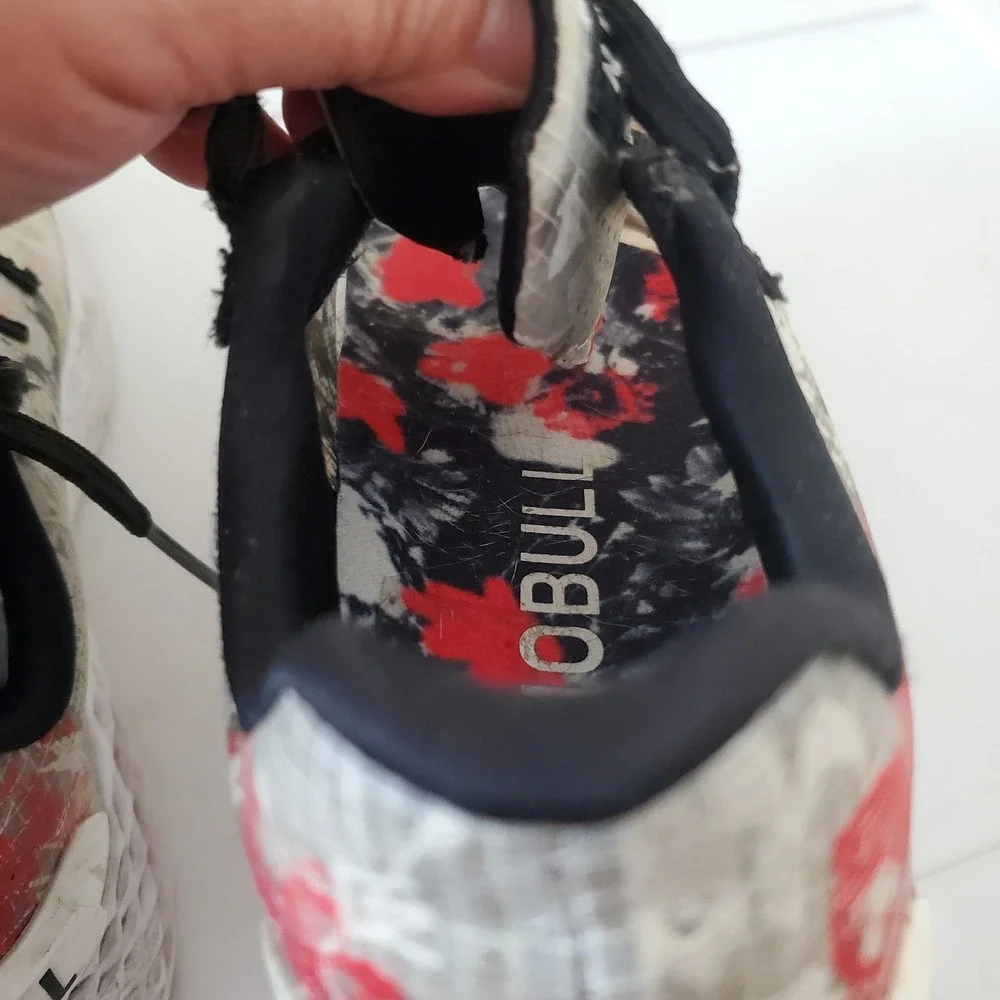 NOBULL Women's Ripstop Runner Shoes Size 8 Floral Red Black White Athletic